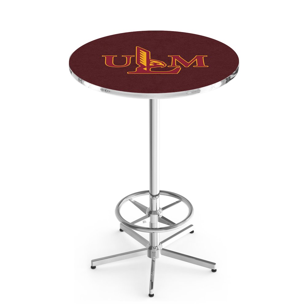 L216 University of Louisiana at Monroe 42' Tall - 36' Top Pub Table w/ Chrome Finish