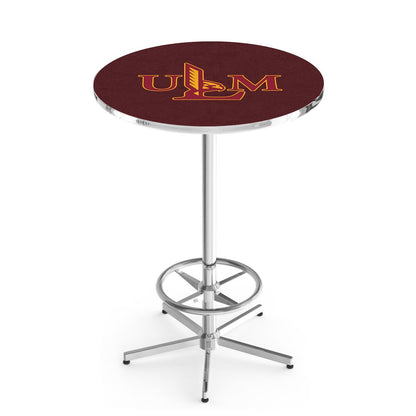 L216 University of Louisiana at Monroe 42' Tall - 36' Top Pub Table w/ Chrome Finish