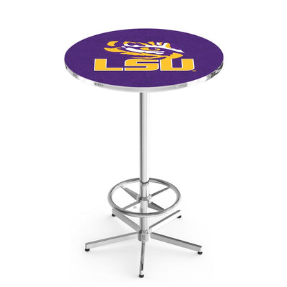 L216 Louisiana State University 42" Tall - 36" Top Pub Table with Chrome Finish