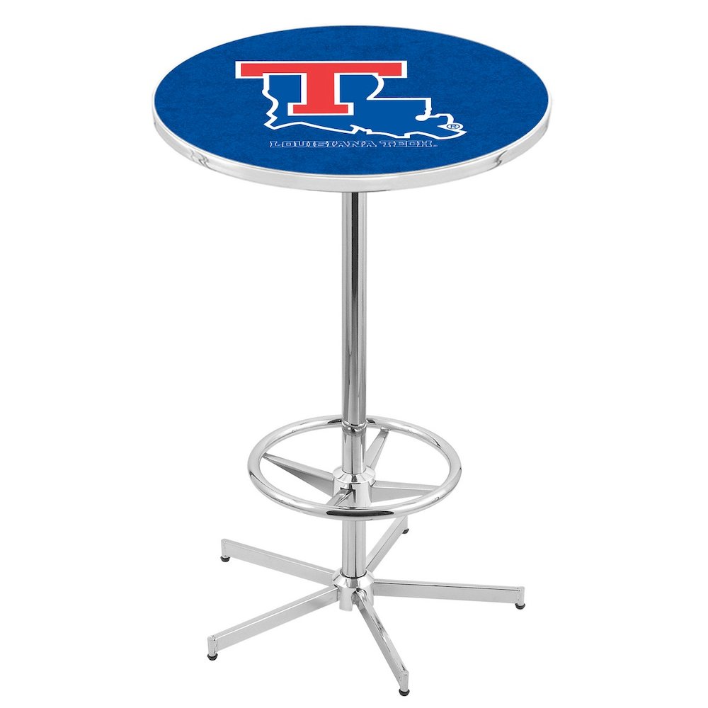 L216 Louisiana Tech University 42' Tall - 36' Top Pub Table w/ Chrome Finish