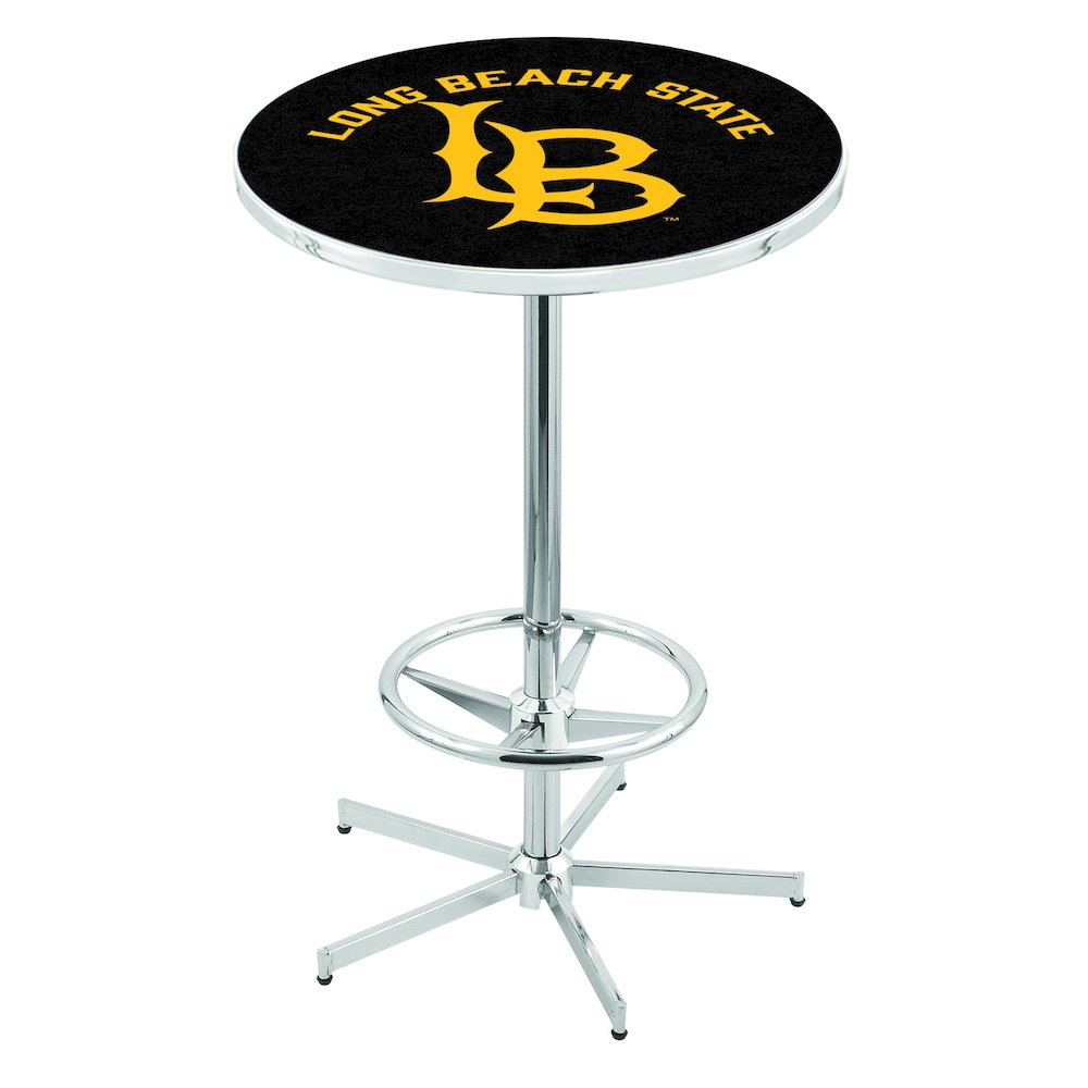 L216 Long Beach State University 42" Tall - 36" Top Pub Table with Chrome Finish