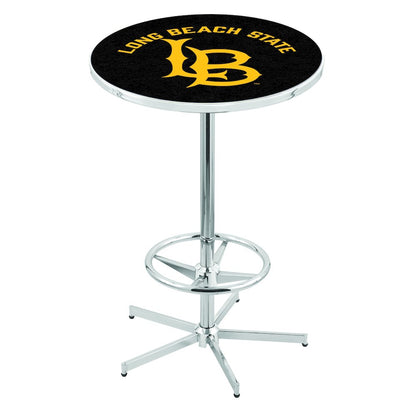 L216 Long Beach State University 42" Tall - 36" Top Pub Table with Chrome Finish