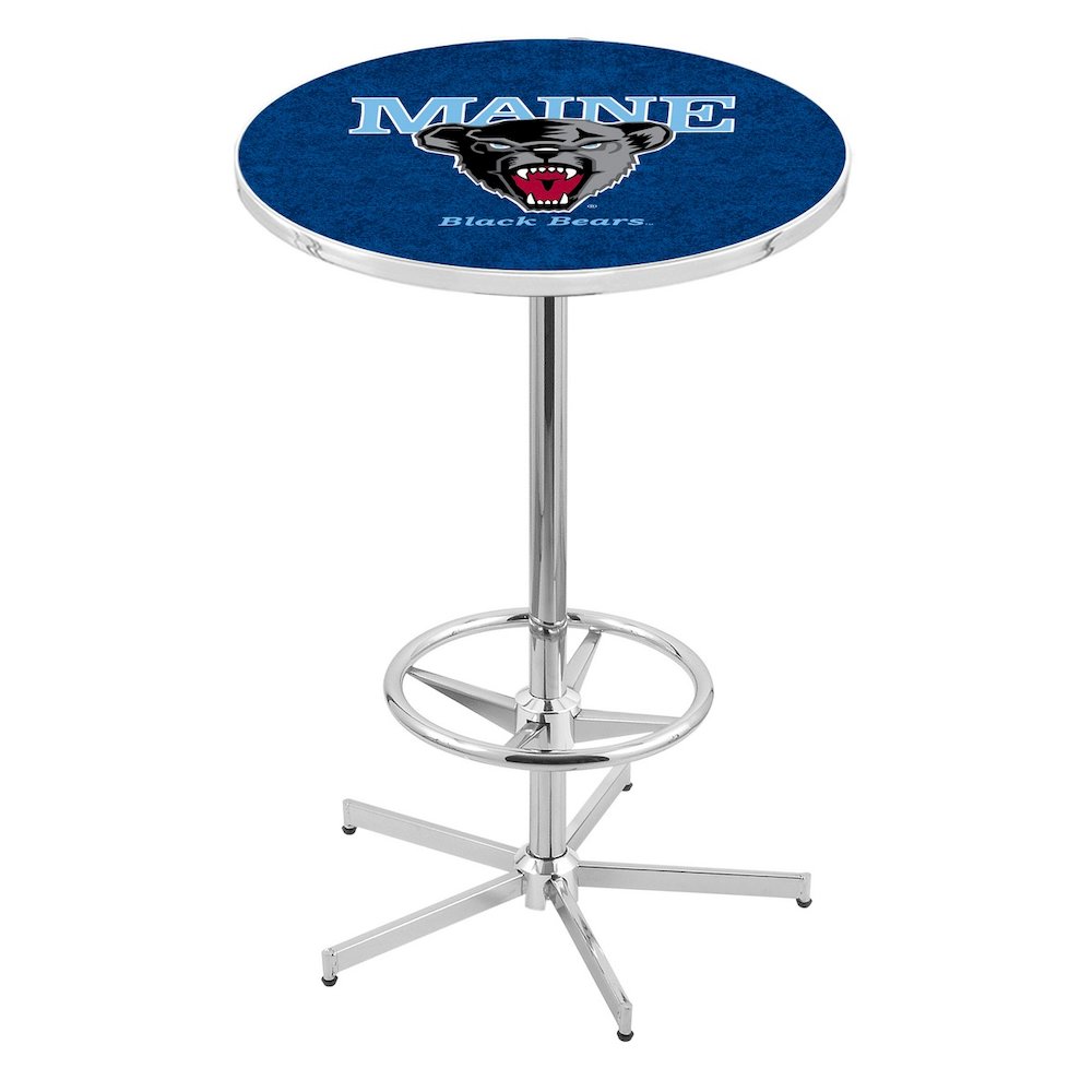 L216 University of Maine 42" Tall - 36" Top Pub Table with Chrome Finish