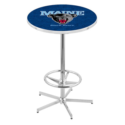 L216 University of Maine 42" Tall - 36" Top Pub Table with Chrome Finish