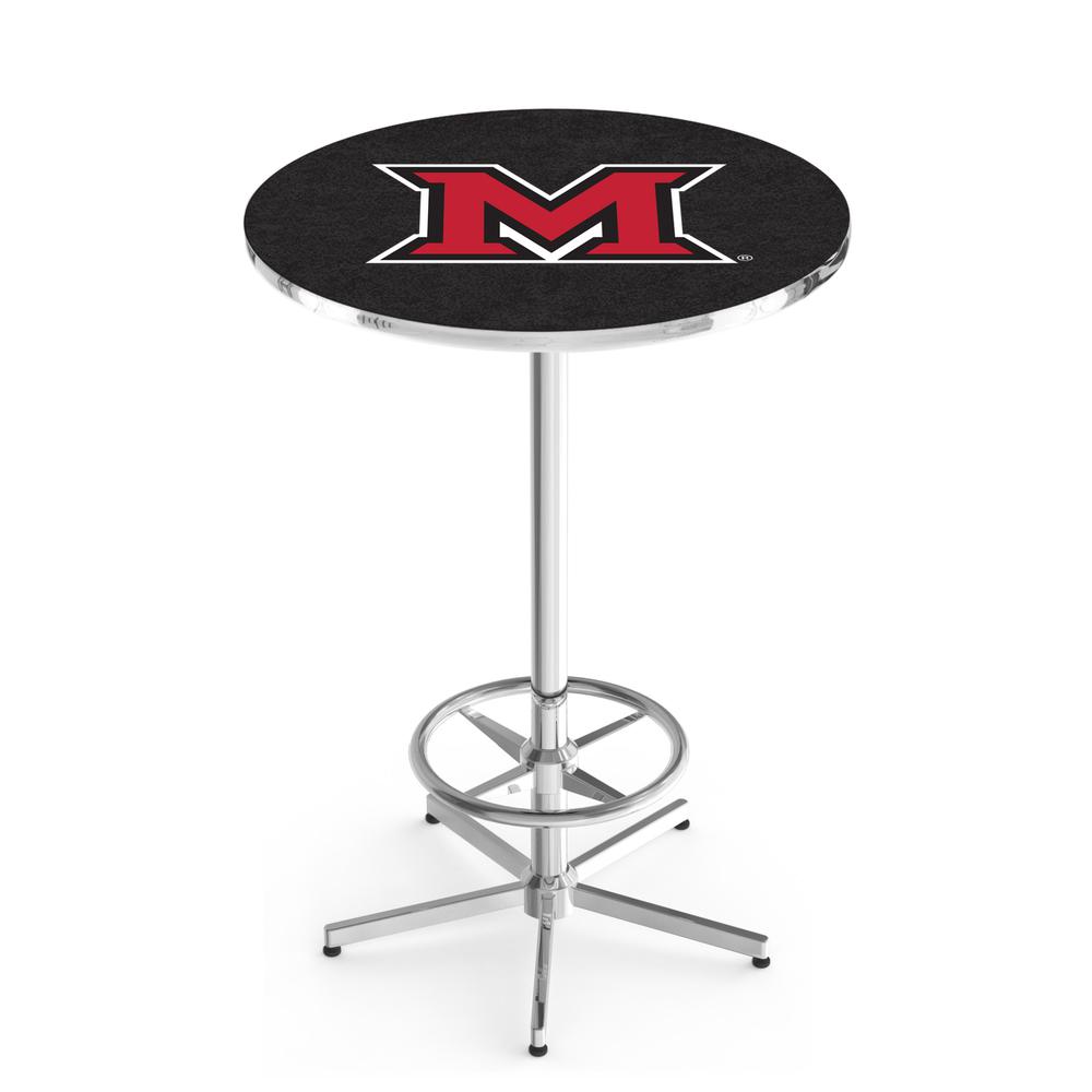 L216 Miami University (OH) 42' Tall - 36' Top Pub Table w/ Chrome Finish