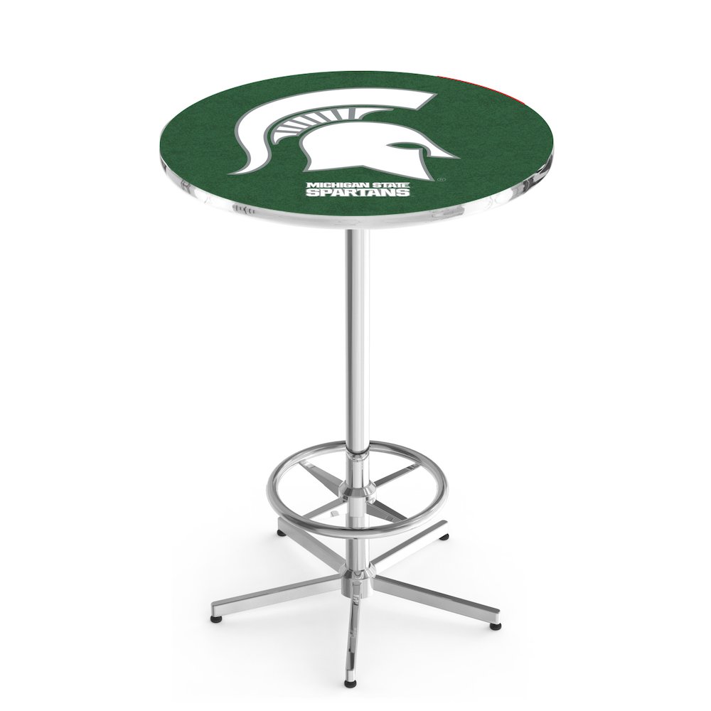 L216 Michigan State University 42" Tall - 36" Top Pub Table with Chrome Finish
