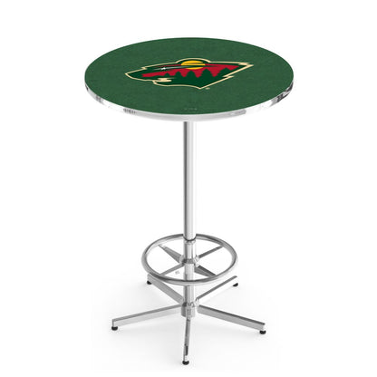 L216 Minnesota Wild 42" Tall - 36" Top Pub Table with Chrome Finish (6353)