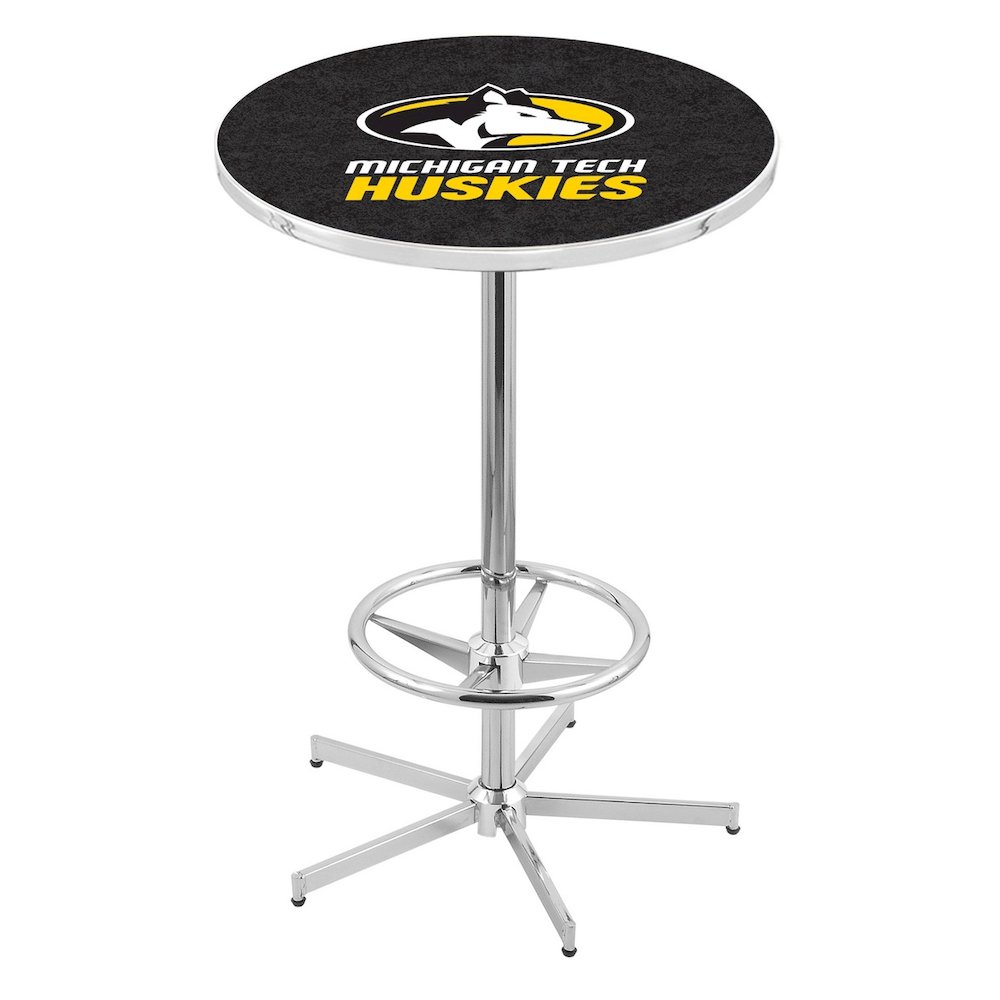 L216 Michigan Tech University 42' Tall - 36' Top Pub Table w/ Chrome Finish