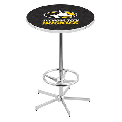 L216 Michigan Tech University 42' Tall - 36' Top Pub Table w/ Chrome Finish