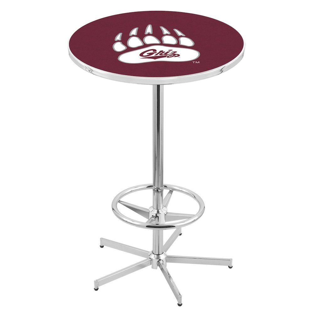 L216 University of Montana 42" Tall - 36" Top Pub Table with Chrome Finish