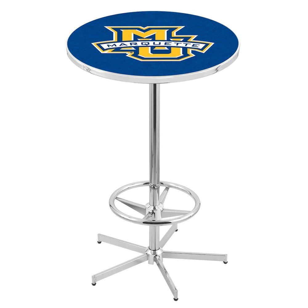 L216 Marquette University 42" Tall - 36" Top Pub Table with Chrome Finish