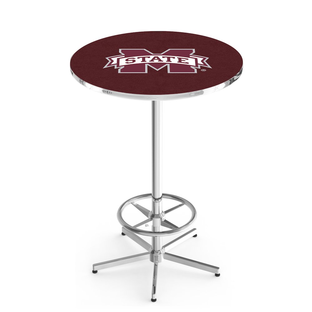 L216 Mississippi State University 42" Tall - 36" Top Pub Table with Chrome Finish
