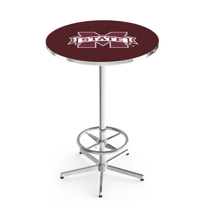 L216 Mississippi State University 42" Tall - 36" Top Pub Table with Chrome Finish