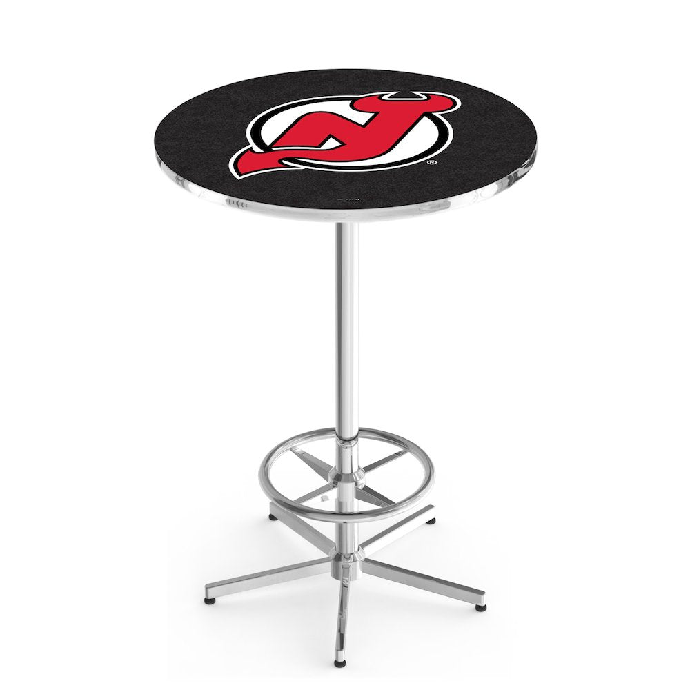 L216 New Jersey Devils 42" Tall - 36" Top Pub Table with Chrome Finish (6568)