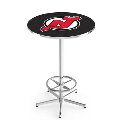L216 New Jersey Devils 42" Tall - 36" Top Pub Table with Chrome Finish (6568)
