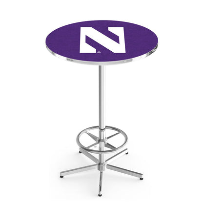 L216 Northwestern University 42" Tall - 36" Top Pub Table with Chrome Finish