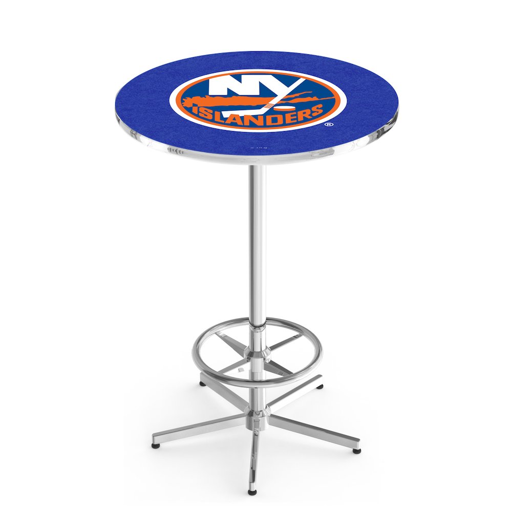 L216 New York Islanders 42" Tall - 36" Top Pub Table with Chrome Finish (6643)