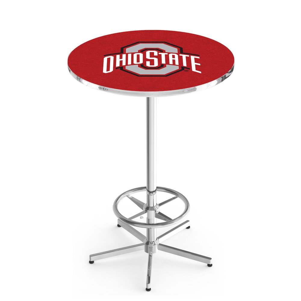 L216 Ohio State University 42' Tall - 36' Top Pub Table w/ Chrome Finish