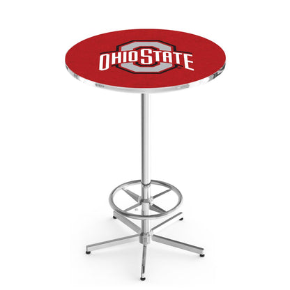 L216 Ohio State University 42' Tall - 36' Top Pub Table w/ Chrome Finish