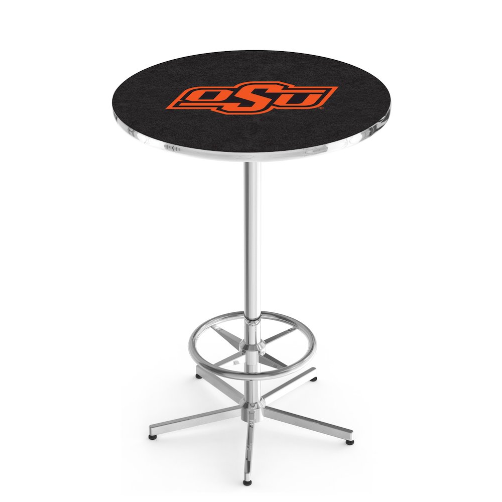 L216 Oklahoma State University 42' Tall - 36' Top Pub Table w/ Chrome Finish