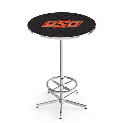 L216 Oklahoma State University 42' Tall - 36' Top Pub Table w/ Chrome Finish