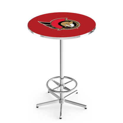 L216 Ottawa Senators 42" Tall - 36" Top Pub Table with Chrome Finish (6704)
