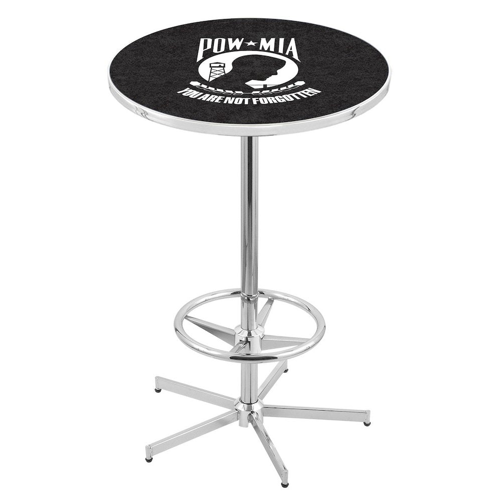 L216 POW/MIA 42" Tall - 36" Top Pub Table with Chrome Finish