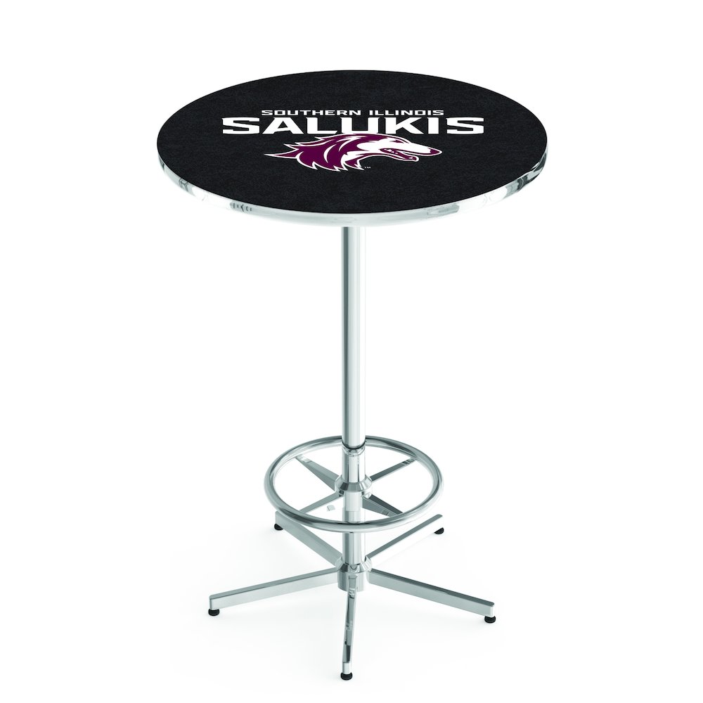 L216 Southern Illinois University 42' Tall - 36' Top Pub Table w/ Chrome Finish