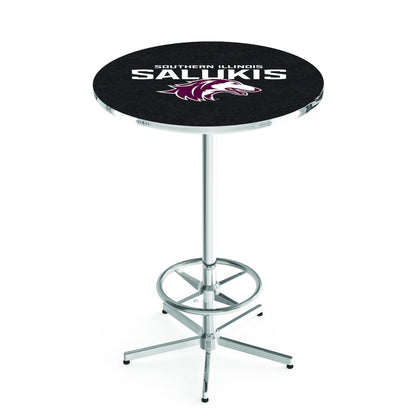 L216 Southern Illinois University 42' Tall - 36' Top Pub Table w/ Chrome Finish