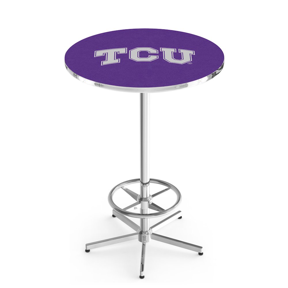 L216 Texas Christian University 42' Tall - 36' Top Pub Table w/ Chrome Finish