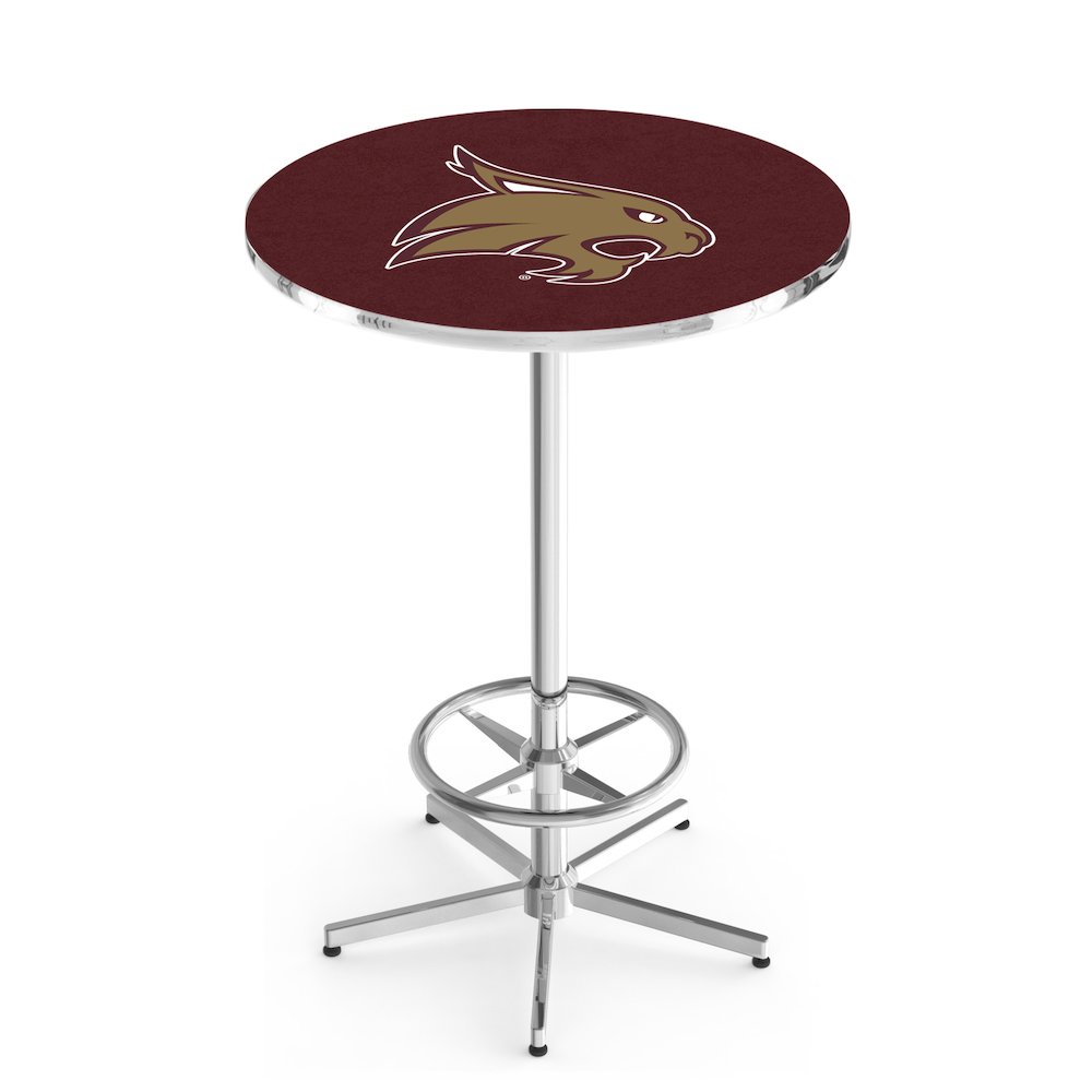 L216 Texas State University 42" Tall - 36" Top Pub Table with Chrome Finish