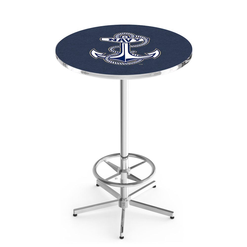 L216 US Naval Academy 42" Tall - 36" Top Pub Table with Chrome Finish