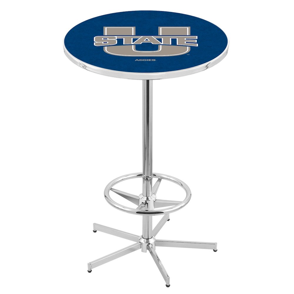 L216 Utah State University 42' Tall - 36' Top Pub Table w/ Chrome Finish