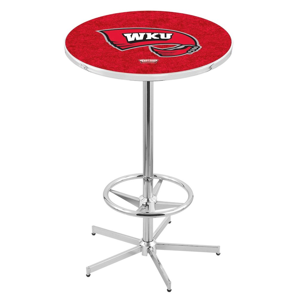 L216 Western Kentucky University 42' Tall - 36' Top Pub Table w/ Chrome Finish