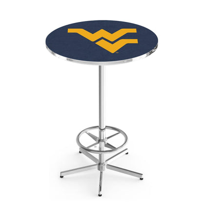 L216 West Virginia University 42' Tall - 36' Top Pub Table w/ Chrome Finish