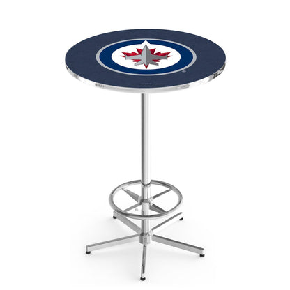 L216 Winnipeg Jets 42' Tall - 36' Top Pub Table w/ Chrome Finish (7213)