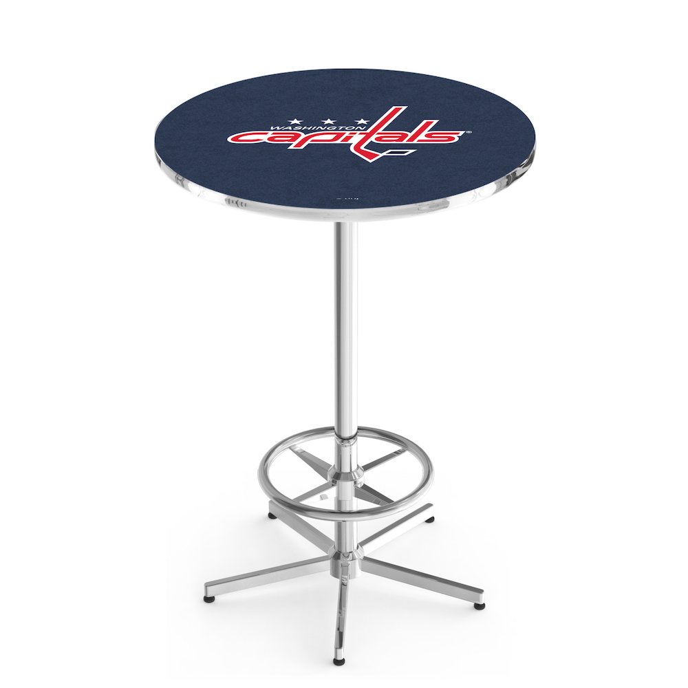L216 Washington Capitals 42" Tall - 36" Top Pub Table with Chrome Finish (7244)