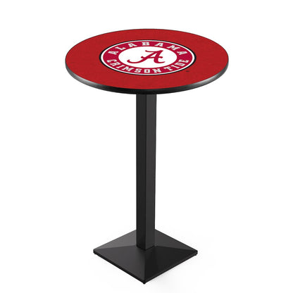 L217 University of Alabama (Script A)  36" Tall - 36" Top Pub Table with Black Wrinkle Finish