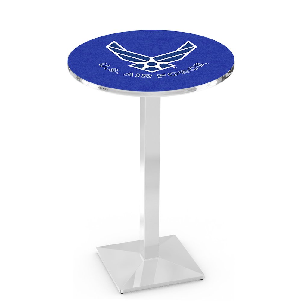 L217 United States Air Force 36' Tall - 36' Top Pub Table w/ Chrome Finish