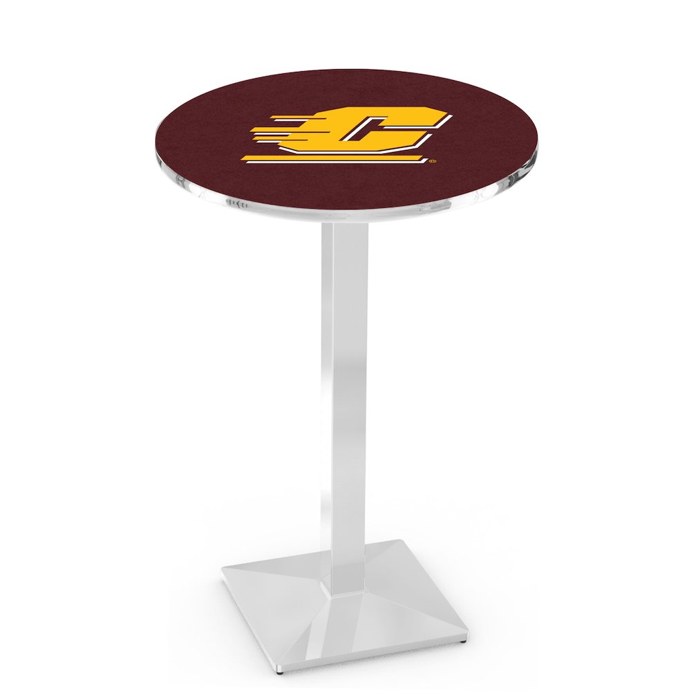 L217 Central Michigan University 36" Tall - 36" Top Pub Table with Chrome Finish