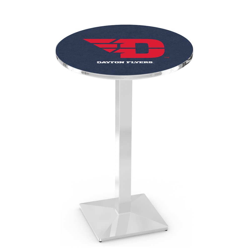 L217 University of Dayton 36" Tall - 36" Top Pub Table with Chrome Finish