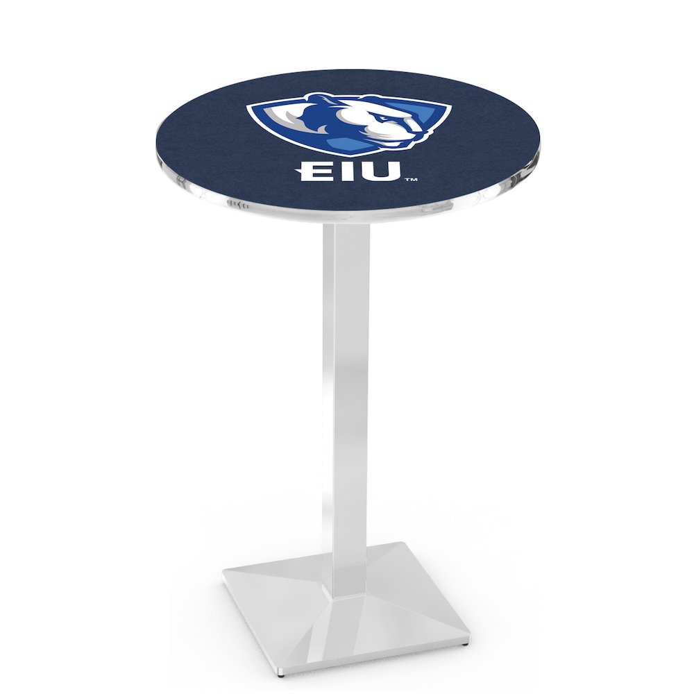L217 Eastern Illinois University 36' Tall - 36' Top Pub Table w/ Chrome Finish