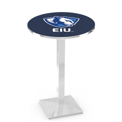 L217 Eastern Illinois University 36' Tall - 36' Top Pub Table w/ Chrome Finish