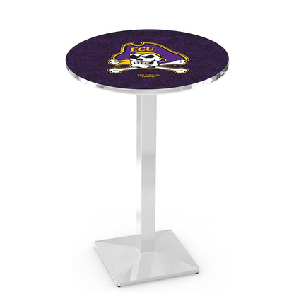 L217 East Carolina University 36' Tall - 36' Top Pub Table w/ Chrome Finish