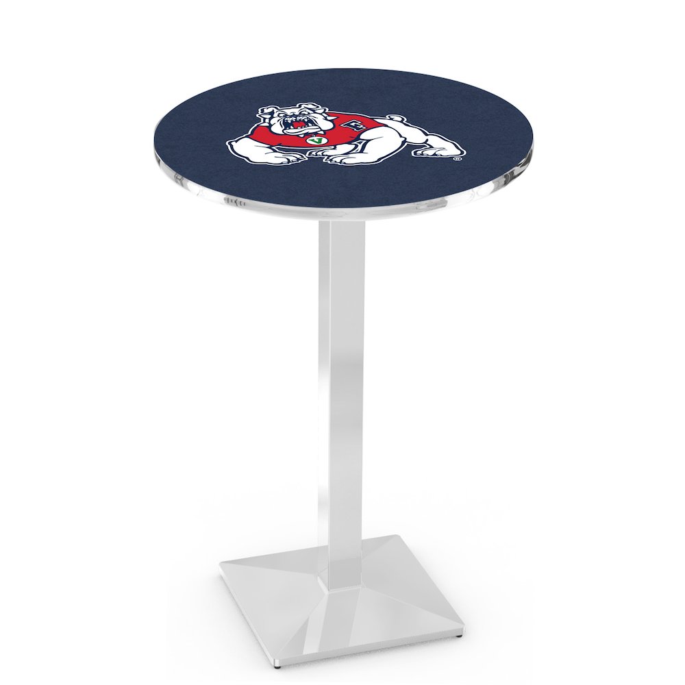 L217 Fresno State University 36" Tall - 36" Top Pub Table with Chrome Finish