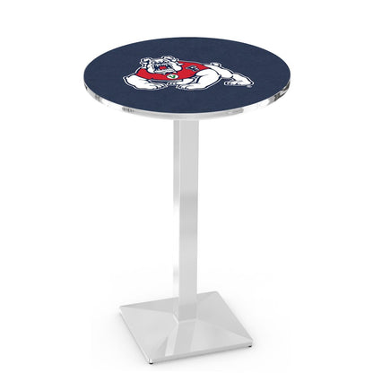 L217 Fresno State University 36" Tall - 36" Top Pub Table with Chrome Finish