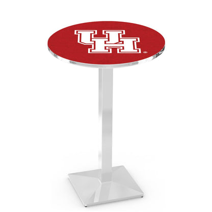 L217 University of Houston 36" Tall - 36" Top Pub Table with Chrome Finish