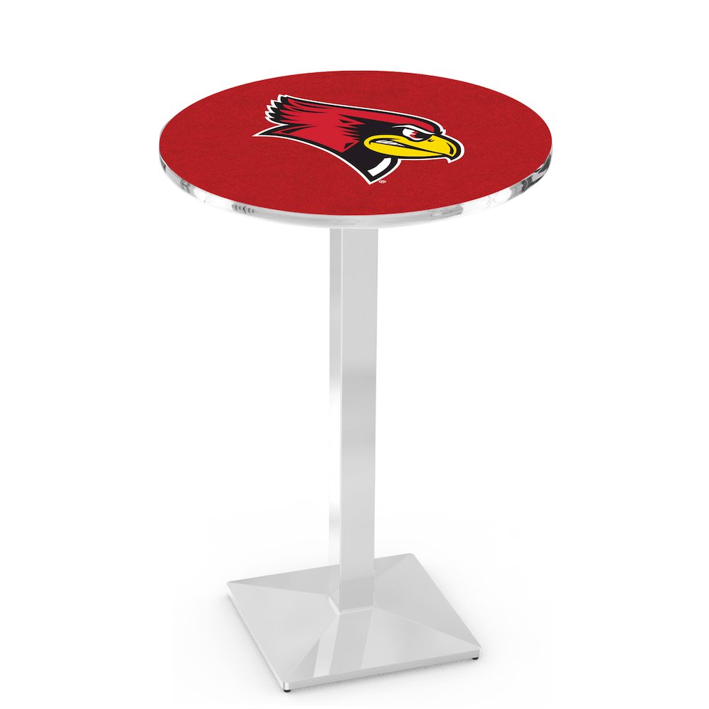 L217 Illinois State University 36' Tall - 36' Top Pub Table w/ Chrome Finish