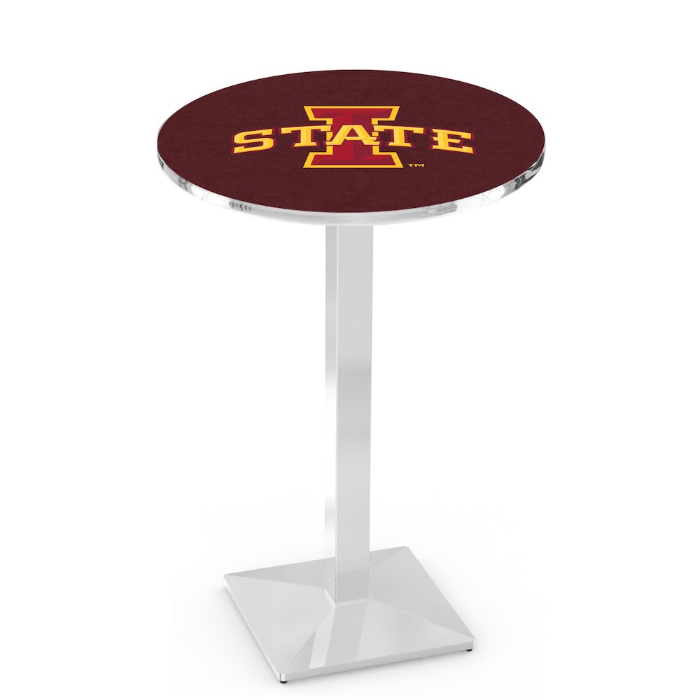 L217 Iowa State University 36' Tall - 36' Top Pub Table w/ Chrome Finish