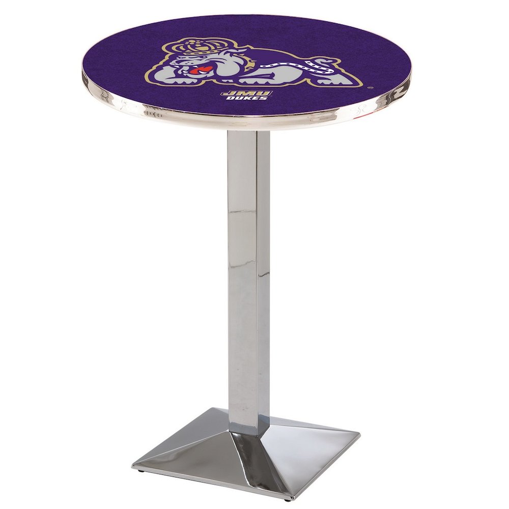 L217 James Madison University 36' Tall - 36' Top Pub Table w/ Chrome Finish